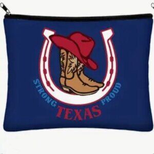 TEXAS STRONG & PROUD THEMED COSMETIC ZIPPER POUCH BAG